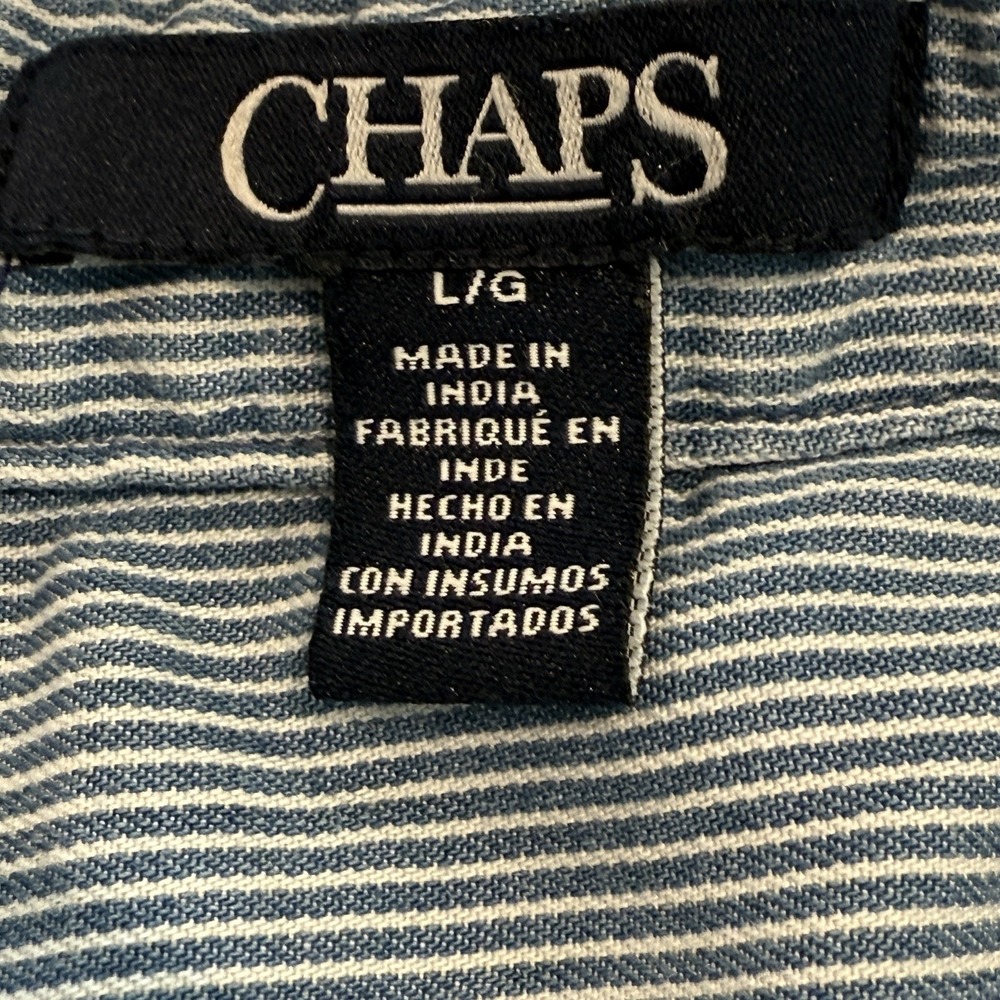 Chaps Long Sleeve Blue And White Stripe Women's Shirt Size Large - Picture 2 of 8
